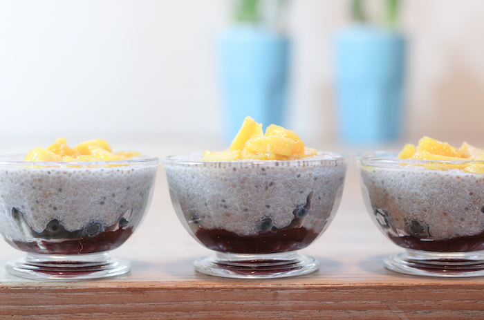 Chiapudding mit Blaubeere