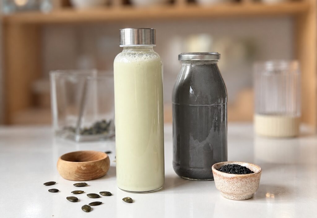 Kürbiskern- und Sesammilch